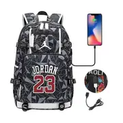 Nba Peripheral Series Star Multifunctional Usb Backpack Luminous Fluorescent Backpack Size Jordan Colour Gray