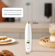 New Handheld Milk Frother Electric Whisk Rechargeable Foam Latte - White