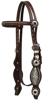 Showman Leather Silver Beaded Browband Headstall w/Texas Star Conchos & Reins