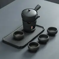 在飛比找樂天市場購物網優惠-陶瓷煮茶器套裝家用簡約干泡蠟燭溫茶爐功夫茶具茶盤黑陶泡茶壺杯