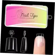 Short Coffin Nail Tips 240PCS Soft Gel Half Cover Clear Short Coffin Nail Tips