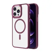 iPhone 15 Pro Max Case Cover - Non-Slippery, Clear & Hard, Shock & Scratch Protection With Rear Camera Lens Guard & MagSafe Compatibility - Wine