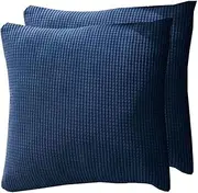 Decorative Throw Pillow Covers 2 Pack Pillowcases Beige Blue Grey Standard Cushion Covers Sofa Pillow Cover with Zipper for Cushion Couch Bed Living Room (Color : Navy, Size : 40x40 cm 2 PCS)