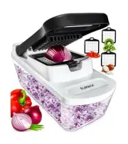 Vegetables Veggie Choppers Foods Dicer Cutter Slicing 3 Blades Glass Container