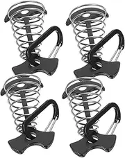 Kisangel 4pcs Tent Stakes with Carabiner Clips Durable Spring Anchors for Outdoor Camping and Hiking Wear Resistant Rope Tighteners for Enhanced Stability and Quick Setup