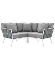 Modway Stance Outdoor Patio Aluminum Small Sectional Sofa