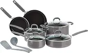 Amazon Basics Ceramic Non-Stick 12-Piece Cookware Set, Gray - Pots, Pans and Utensils