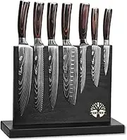 Knife Sets For Kitchen with Block Diagsh 7 Piece Hand-Forged High Carbon Steel Knives with Magnetic Holder Solid and Safe-Perfect for Novice to Professional Chefs.