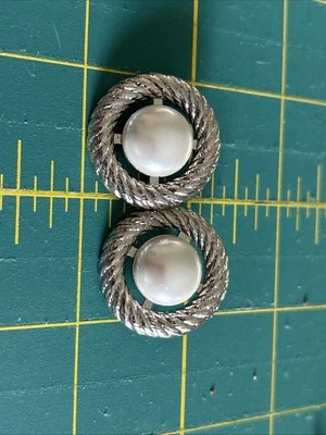 2 Silver /pearl Buttons 1 1/8” In Size. (H)