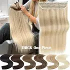 US CLEARANCE One Piece Real Remy Human Hair Extensions Clip In 3/4 Full Head Icy