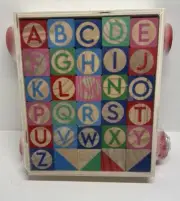 wooden alphabet blocks pull car toy ABC's
