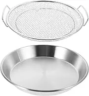 Zerodeko 1 Set Stainless Steel Oil Drain Pan with Mesh Strainer Kitchen Sieve for Efficient Oil Filtering Versatile Cooking Tool for Home Use Easy to Clean and Maintain