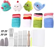 Hohopeti 4 Set DIY Felting Kit for Beginners Wool Felting Starter Pack with Tools Instructions for Fun Animal Crafts for Parent Activities and Creative Projects