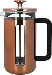 Pisa Cafetiere 8 Cup 1.0L Copper - Sleek and Stylish French Press Coffee Maker with Fine-Mesh Filter, Heat-Resistant Borosilicate Glass Jug, and Rust-Resistant Stainless Steel Frame