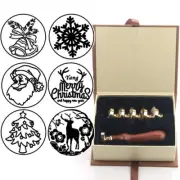 Wax Seal Stamp Set, 6PCS Christmas Tree Elk Snowflake Santa Claus Sealing Stamp