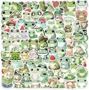 100 PCS Frog Stickers, Small Size Cute Vinyl Waterproof Frogs Animal Stickers