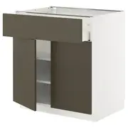 METOD / MAXIMERA base cabinet with drawer/2 doors, white/Havstorp brown-beige, 80x60x80 cm
