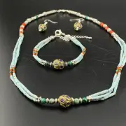 Outstanding Set Of Multicolour Handmade Beautiful Earrings Bracelet Necklace
