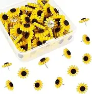 60 Pcs Sunflower Push Pins Flower Tacks Decorative Sunflower Thumb Tacks for Photos Wall Maps Bulletin Boards Cork Boards Offices Schools Supplies