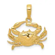 14k Yellow Gold Blue Crab Pendant