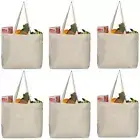 6 Pack Canvas Reusable Grocery Bags - Cotton Canvas Grocery Bag Cloth Shoppin...
