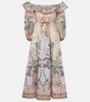 [Zimmermann] Zimmermann Wylie floral linen midi dress AU 8 multicoloured