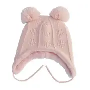 Autumn Winter Cute Hair Ball Baby Hat Infant Ear for Protection Cap Knitted Bean