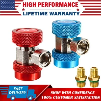 2PCS A/C Manifold Gauge Set AC High & Low Quick Coupler Adapter SAE HVAC Adapter