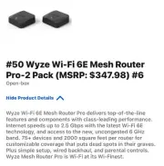 wyze wi-fi 6e mesh router pro 2 Pack