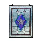 Stained Glass Window Panel Tiffany Style Texas Lone Star Suncatcher Art Glass