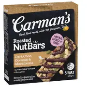 2 x Carman's Nut Bars Dark Chocolate, Coconut & Macadamia 5 pack 160g