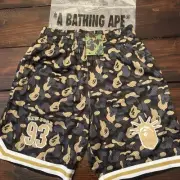 Bape A Bathing Ape New York Exclusive Camo Basketball Mesh Shorts Sz XL Black