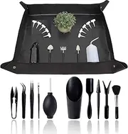 Succulent Tools Kit, 32 Pcs Mini Garden,Bonsai Tree Kit Plant Accessories Indoor Gardening Hand with Repotting Mat, for Care,Gardening Gifts Men & Women, Black