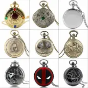 Mens Vintage Pocket Watch Retro Antique Quartz Movement Necklace Chain Pendant
