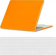 Compatible with MacBook Pro 14 inch Case with Touch ID 2021/2023 Release Model M1 A2442/A2779 M2 Pro/Max Chip, Plastic Protective Clear Colorful Hard Shell Case Cover & Keyboard Cover, Orange