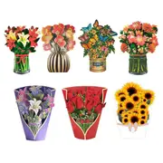 New Style 3D Pop Up Cards Paper Flower Bouquet Greeting Card for All Occasions
