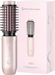 BH01 Wireless Curling Iron 2-in-1 Portable Thermal Brush 50 mm Anti-scald Curling Brush Rechargeable 7000 mAh USB Thermal Brush Gifts for Women for Valentine's Day Mother's Day Rose Gold