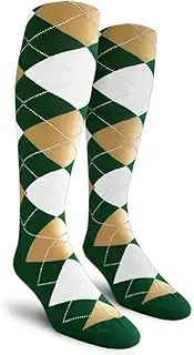 [Golf Knickers] Colorful Knee High Argyle Cotton Socks For Men Women and Youth - HHHH: Dark Green/Khaki/White - Mens