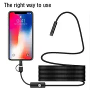 3FT 6LEDS USB Camera Scope Snake Endoscope Borescope 7mm Inspection For Android