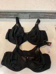 Elomi Smooth Underwire Bra Sz US 48DD Lot Of 2 Black Cool Comfortable Aero cool