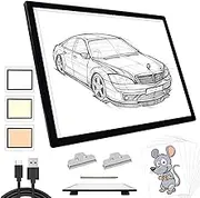 A3 Light Box Drawing - Portable Battery Powered Light Pad for Diamond Painting, 3 Colours 6 Levels Brightness Tracing Light Box, Rechargeable LED Light Board for Diamond Art Sketching
