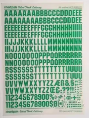 Chartpak Velvet Touch Lettering ITC Machine 60pt/M155 60C Green Rub On