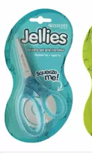 Westcott Jellies Scissors Squishy Geo Grip Handles Kids Blue Blunt Tip NEW Safe