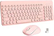 Wireless Keyboard and Mouse Combo,JieruiDeng 2.4Ghz USB Cordless Full-Sized Colorful Keyboard with Numeric Keypad and Noisless Mice Set for Computer Laptop PC Gamer (Pink)