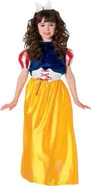 Girls Snow White Costume Child Princess Long Fancy Dress Kids Purim Halloween