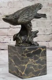Bronze Sculpture Hand Made Bald Eagle Falcon Wildlife Statue Figure Sale Decor