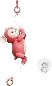 Perfk Monkey Climbing Rope Toy Interactive Pull Toy Compact Cartoon Educational Motor Skills for Ages 2+ Children Kids Boys Girls, Pink