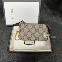 在飛比找Yahoo!奇摩拍賣優惠-二手正品 GUCCI 古馳 老花logo吊墜 鑰匙包 零錢包