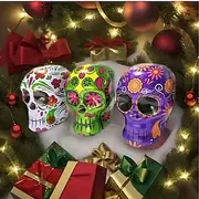 3Pcs Skull Shape Halloween Candy Jar - Matte Iron Storage Container for Cookies and Snacks Display and Packaging Supplies Jewelry Making Display and Packaging