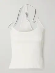 [Christopher Esber] Christopher Esber - Levitate Embellished Ribbed Stretch-knit Tank - White - large large White